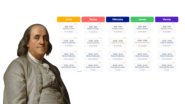 Benjamin Franklin and a calendar